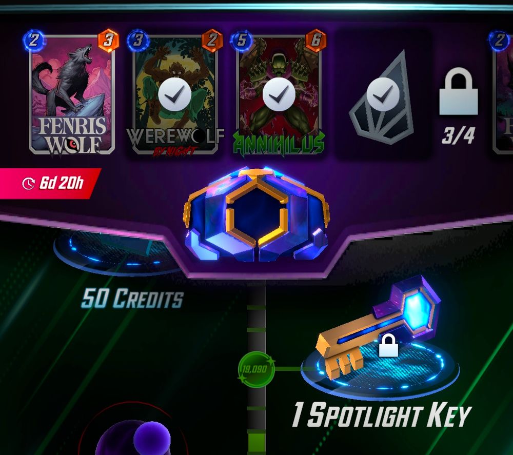 Picture of spotlight caches with 3 keys used, Fenris is the only thing left