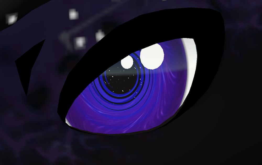 Unity screenshot of a swirling blue, purple, and black eye