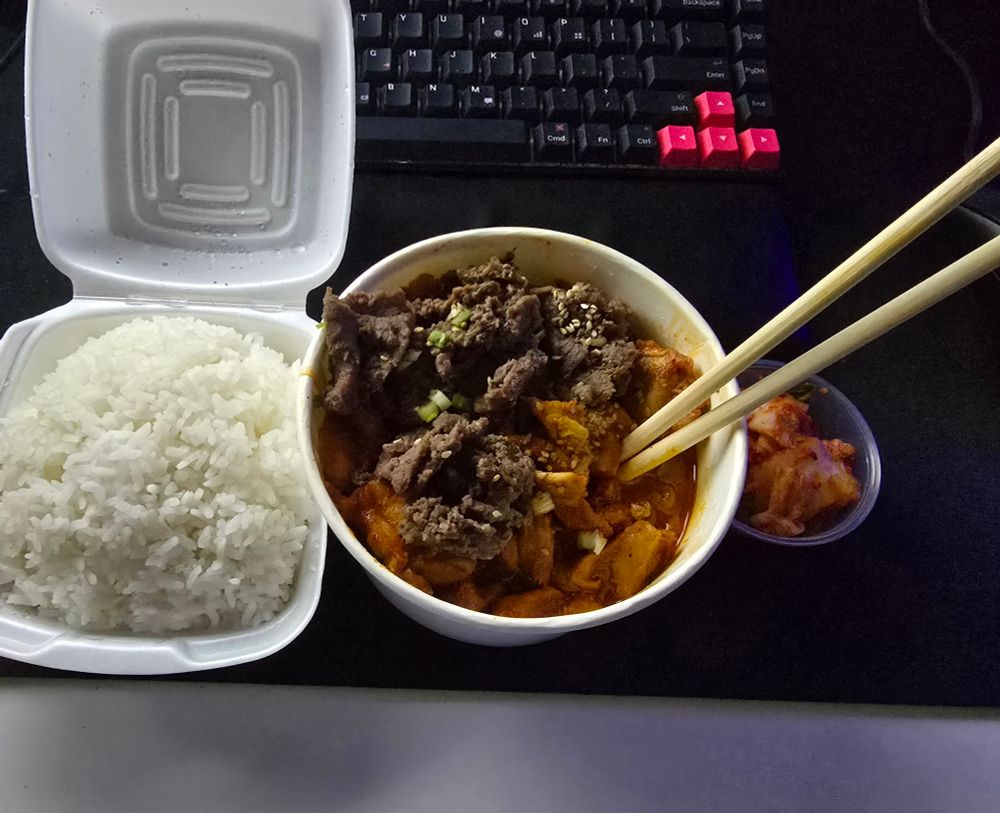 Korean food on a desk