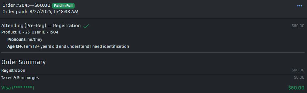 Receipt of a pre-registration ticket for the Gateway Furry Meet convention.