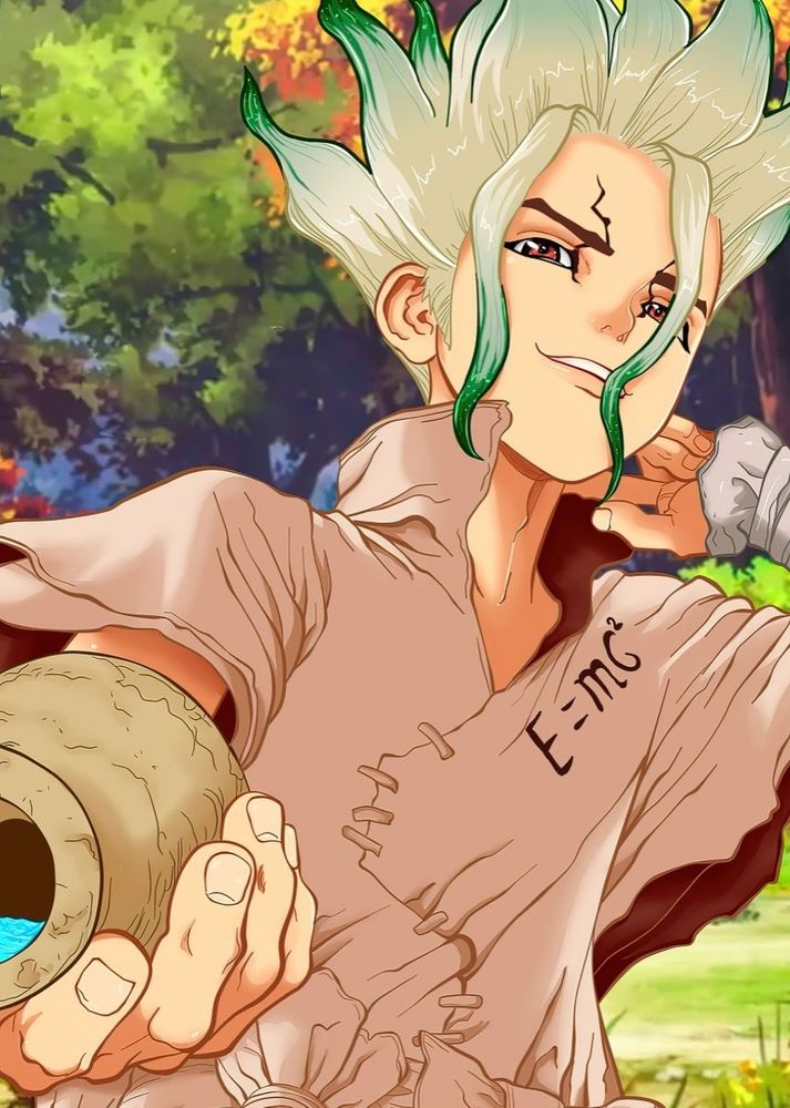 Male anime character holding jar