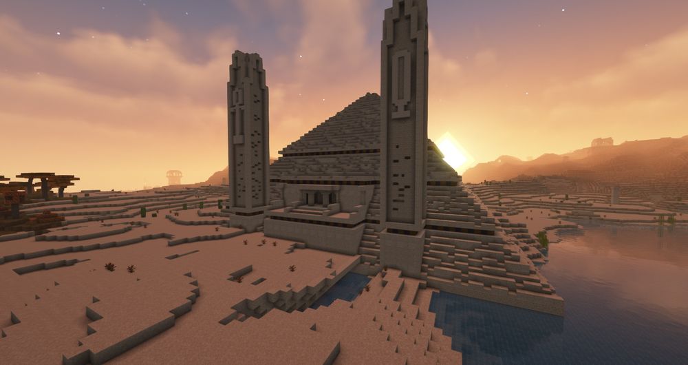 A minecraft screenshot of an enhanced Desert Temple from the YUNG’s Better Desert Temple mod
