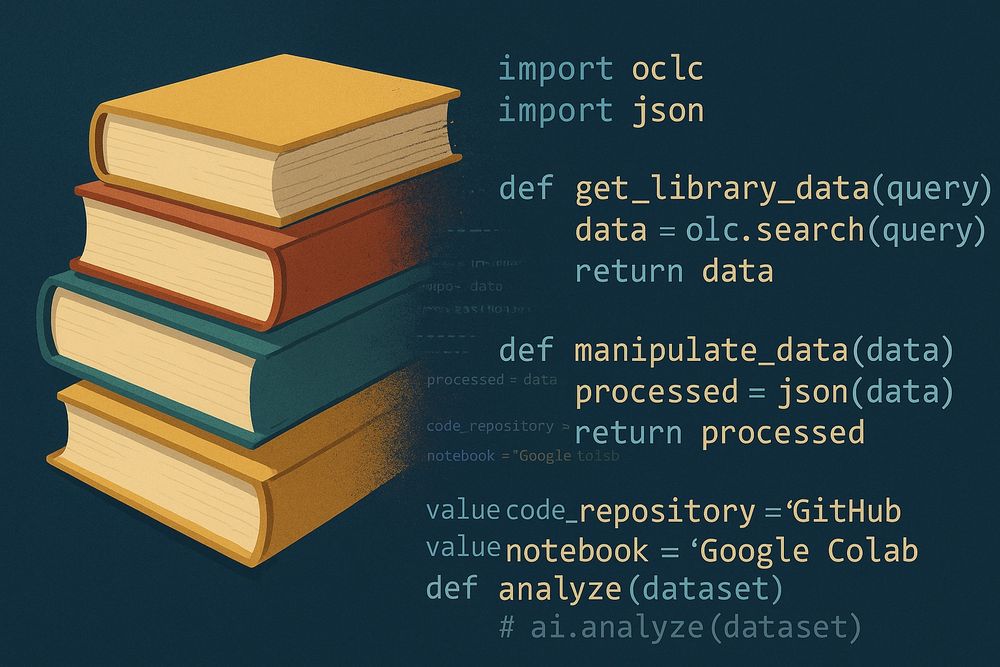 stack of books and some python code