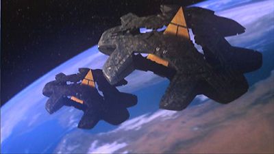 2  Goa’uld motherships (ha’tak class) from Stargate