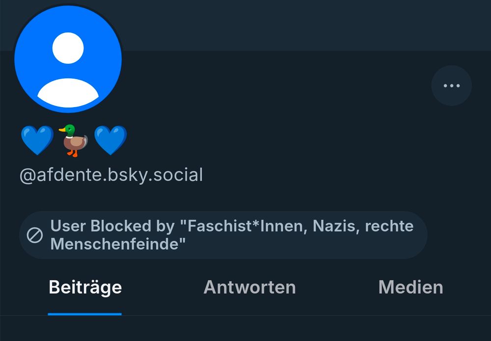 Screenshot von geblocktem Account von AFDEnte