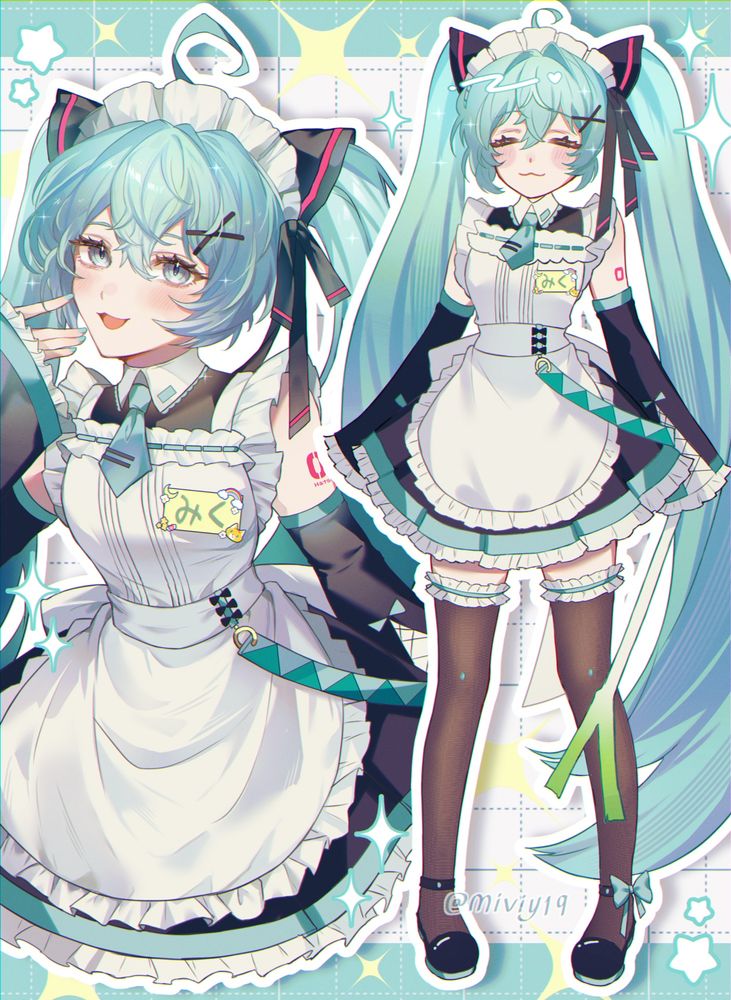Fanart of Hatsune Miku wearing maid outfit for Maid Day.