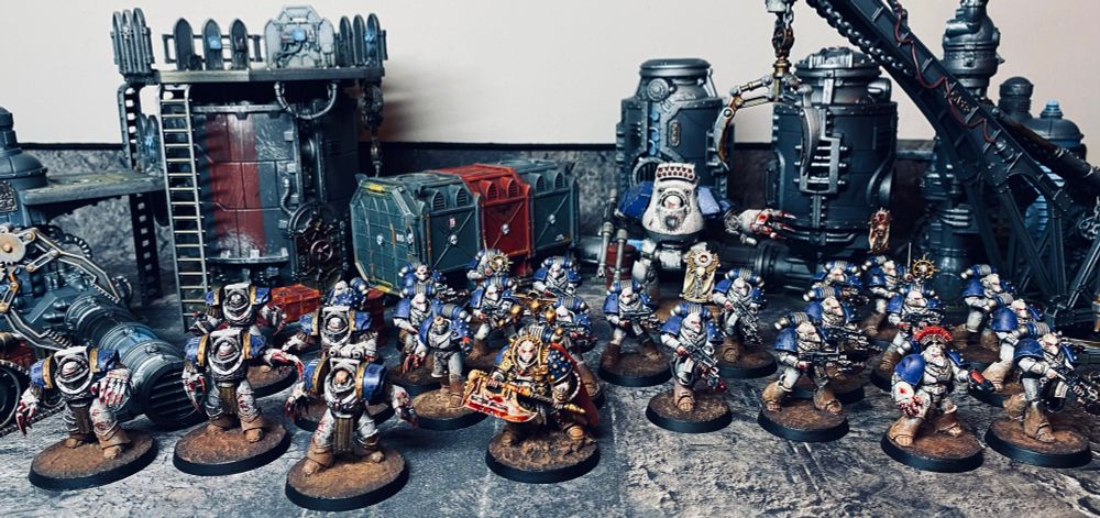 Heresy world eaters force in an industrial landscape