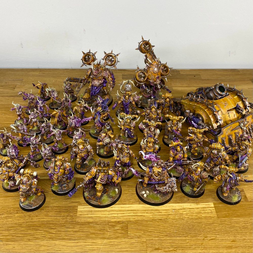 Yellow death guard army with pink and purple accents