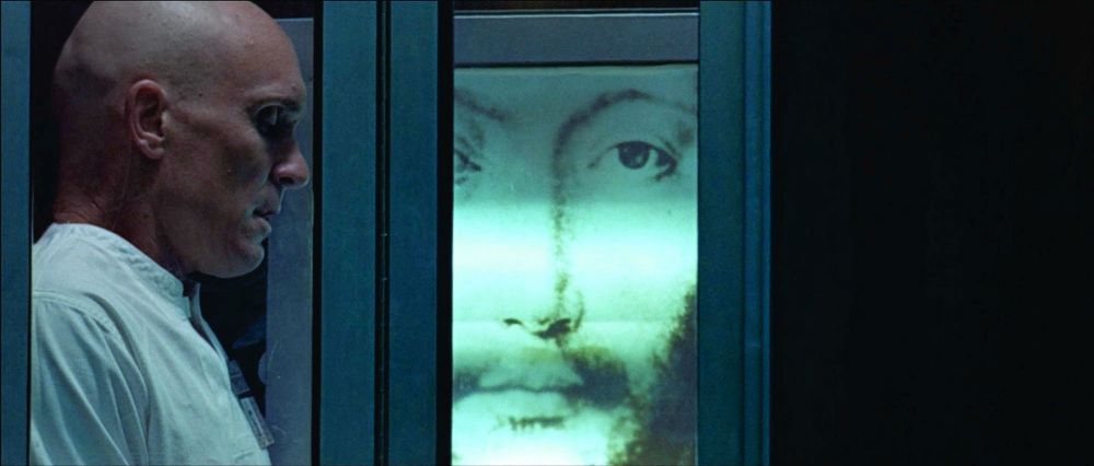 Image from sci-fi movie THX1138 where protagonist gets advice from a computer 