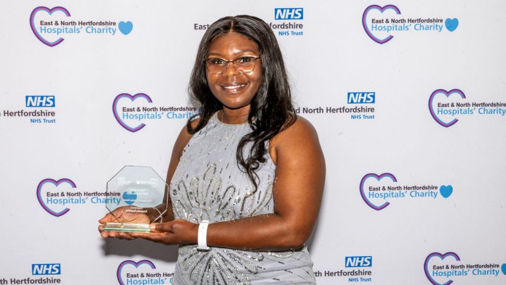 Irene Mafukidze, who collected the People Award on behalf of Amanda Appleby in 2024.