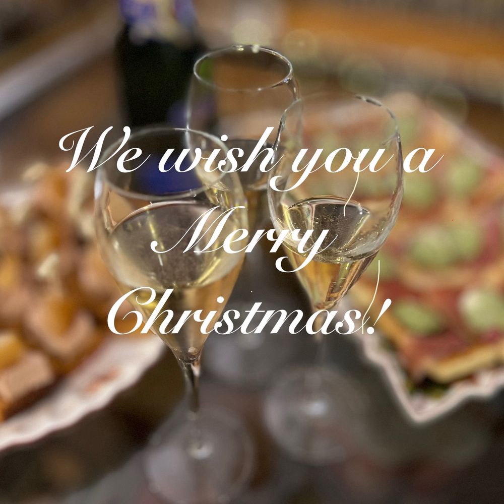 Three glasses of champagne and Christmas wishes. 