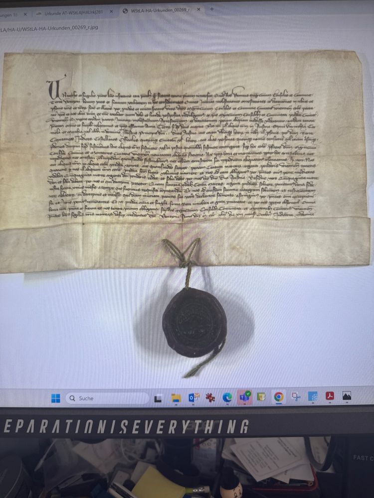 Urkunde von 1343 zum Handel zwischen Venzone und Wien