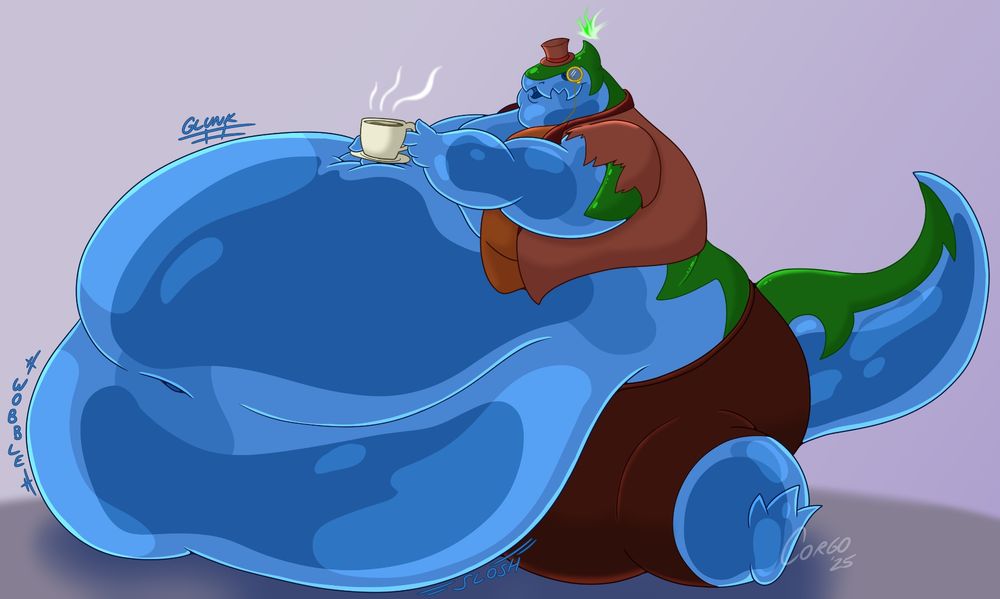 Here we have an artificial chaos named Flyer enjoying themselves with some tea. It's here or there but that's their 17th cup of tea. I guess that's one way you can enjoy yourself in the afternoon. You can clearly tell from how much their body has grown in liquid fat...
Gargocorey was the one that made this by the way!