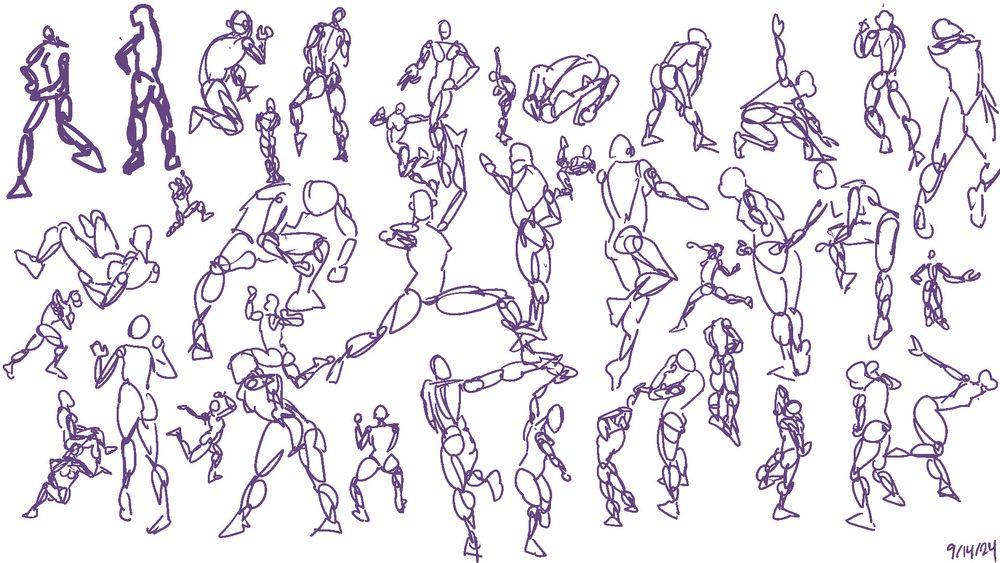 40-ish gesture drawings, text reads 9/14/24