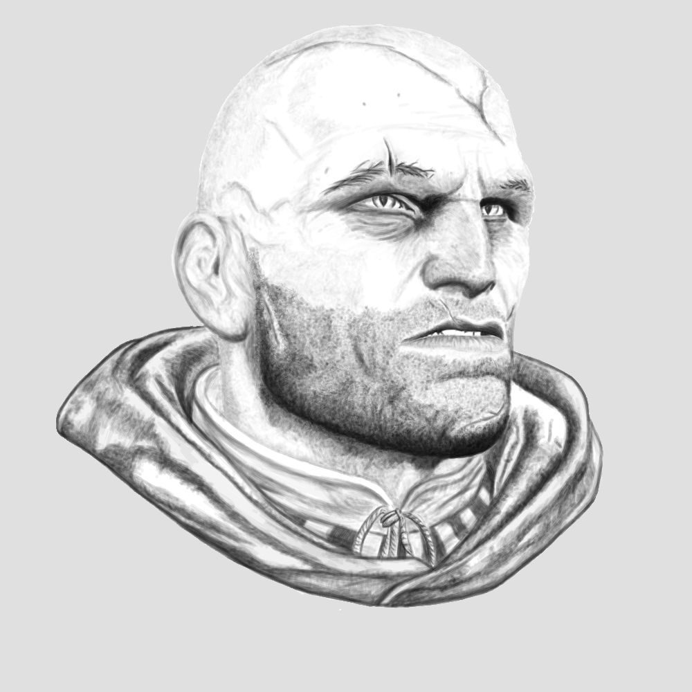 Digital drawing of Letho of Gulet from the Witcher 3