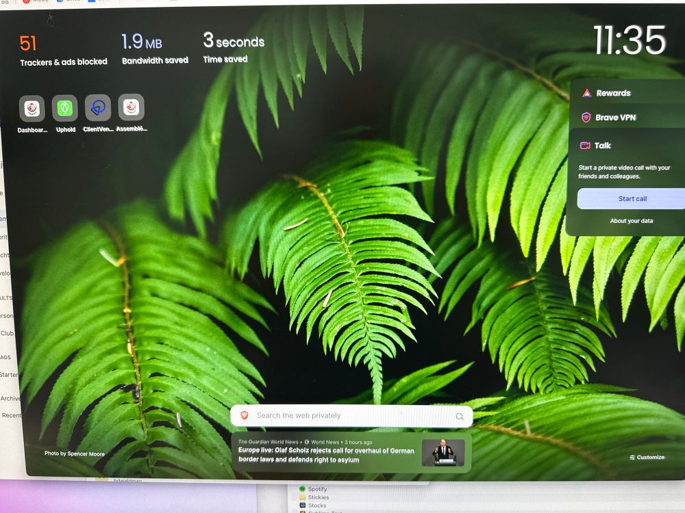 Brave Browser Home Screen 