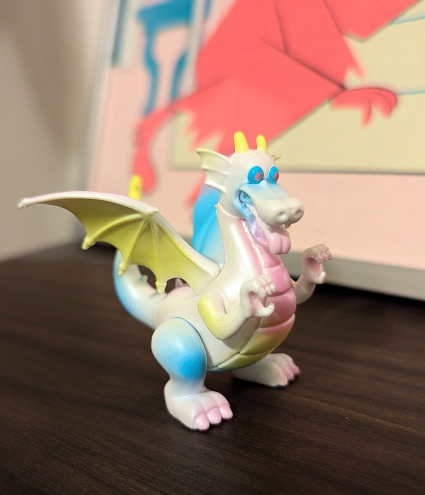 The Dragon by Yamazaki Wakana, a sofubi dragon in pastel colors 