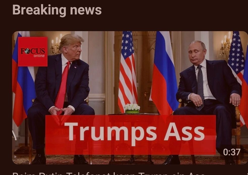 Video Vorschau mit großem roten Text: Trumps Ass