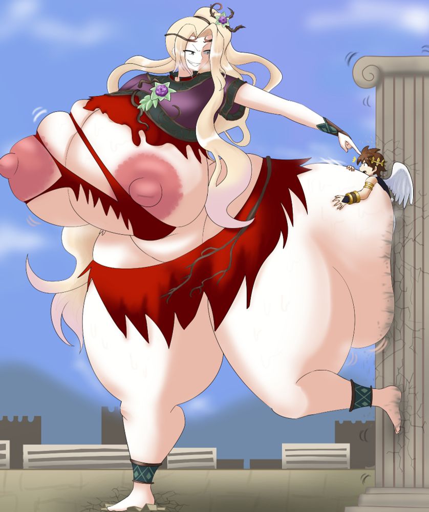 Viridi from Kid Icarus Uprising, with a hyper body. huge breasts, huge ass. thicc