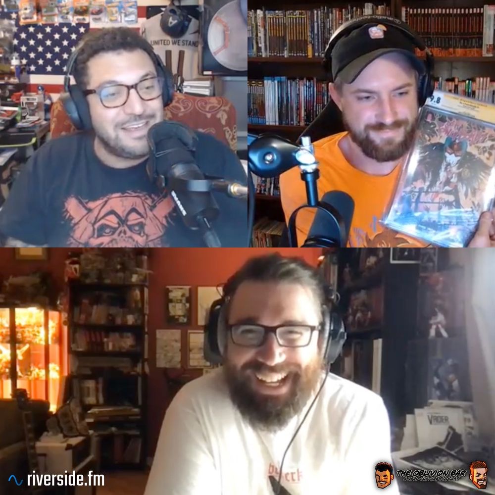 Better Actions, Chris Hacker and Daniel Warren Johnson mid conversation for the Oblivion Bar Podcast