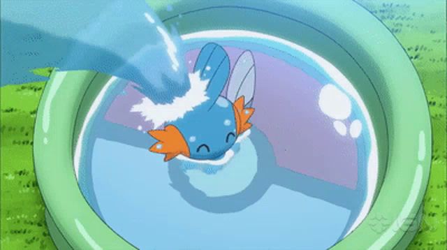 a cartoon character is swimming in a small pool