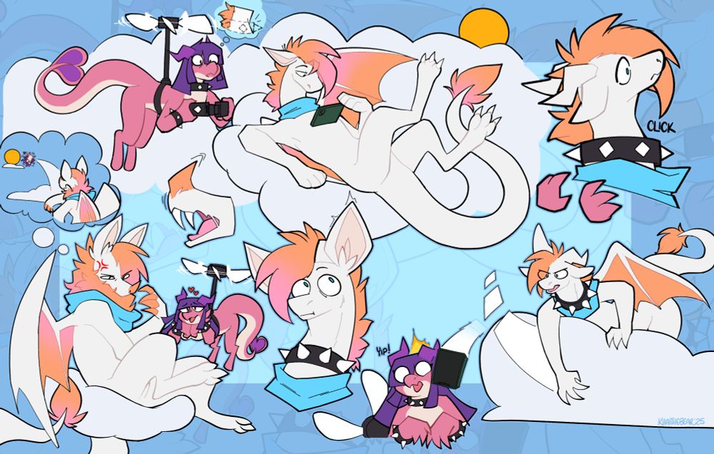 Nora puts a spiky collar on Aether the dragon, then Aether throws his phone at nora, but then transforms into a bat dragon
