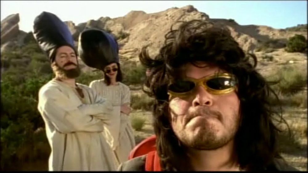 Jack Black as Jeepers Creepers in the MR. SHOW skit "Jeepers Creepers Semi-Star," with Bob Odenkirk and Jill Talley in the background as Jeepers Creepers's parents