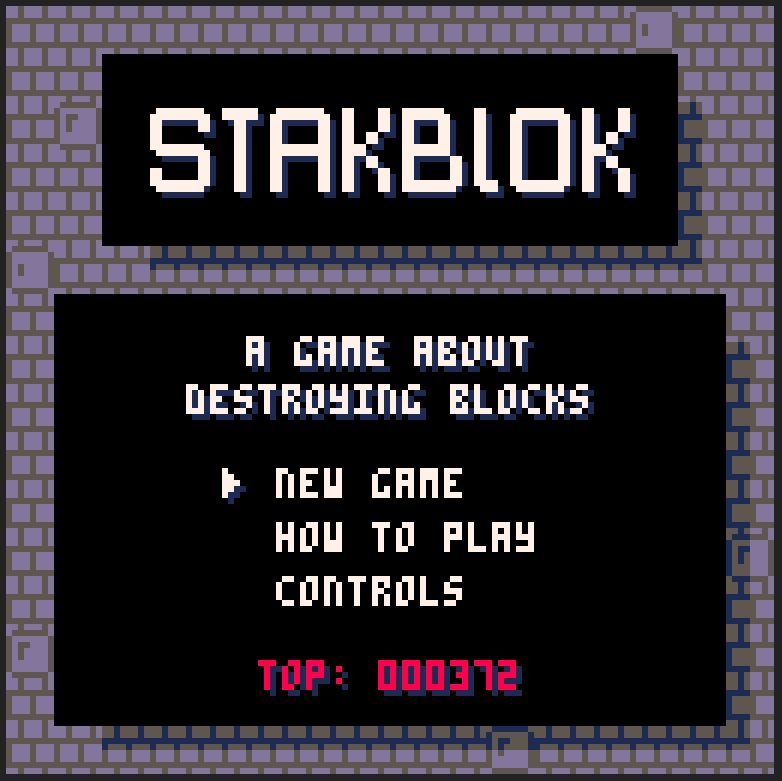 Captura de pantalla del juego Stakblok con una puntuación máxima de 372 (ohhh!)