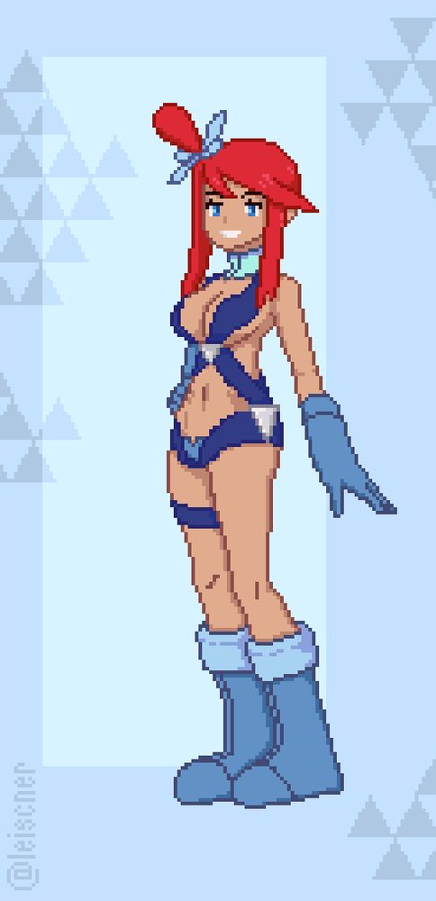 Alternate version of previous pixel art Skyla but showing more skin