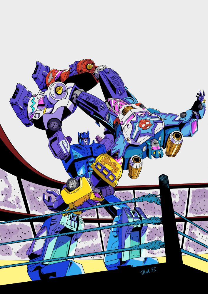 Overlord about to slam Turbomaster combiner Galeforce