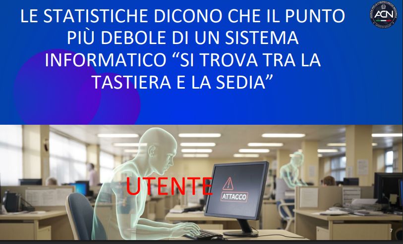 IL PUNTO PIÙ DEBOLE DI UN SISTEMA INFORMATICO “SI TROVA TRA LA TASTIERA E LA SEDIA”