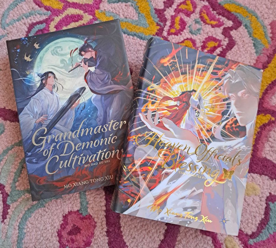 Hardcover special editions of The Grandmaster of Demonic Cultivation vol 1, and Heaven Official's Blessing vol 7.