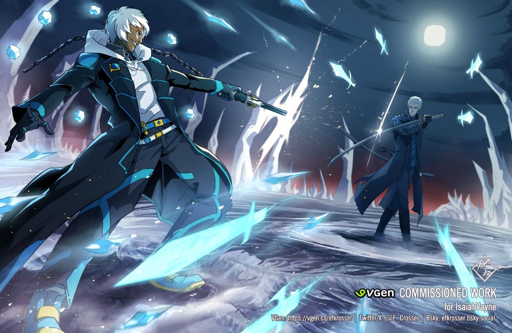 Client's OC, Isaiah Vayne, battling Vergil atop of Qlipoth