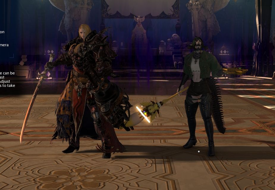 zenos and a max height male au ra standing side by side. zenos is slightly taller.