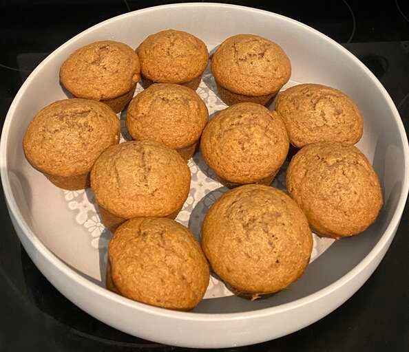A well-lit photo of Vegan Banana Muffins