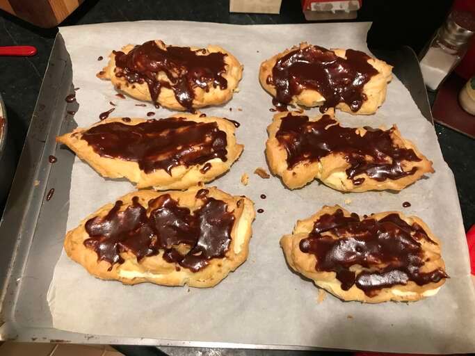 An enticing photograph of Eclairs