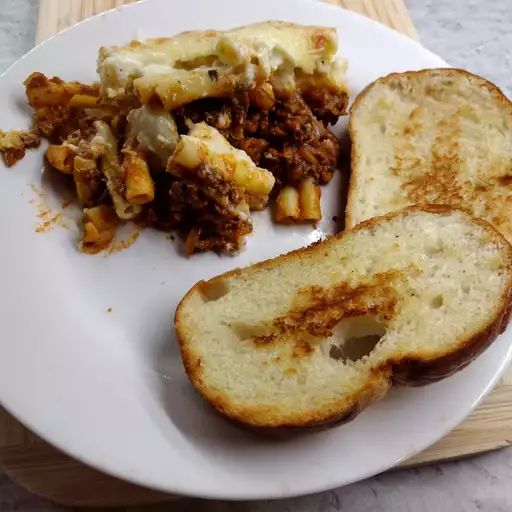 A photo of Pastitsio, probably perfectly framed and looking great