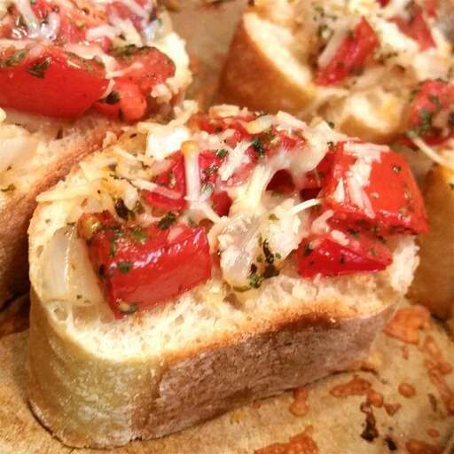 A well-lit photo of Ali's Amazing Bruschetta