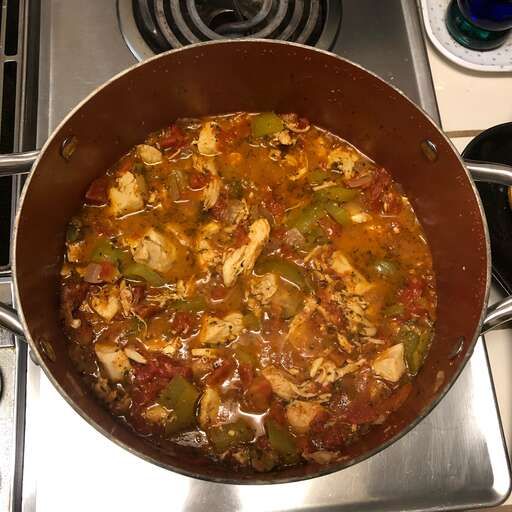 An enticing photograph of Scarlett's Chicken Cacciatore