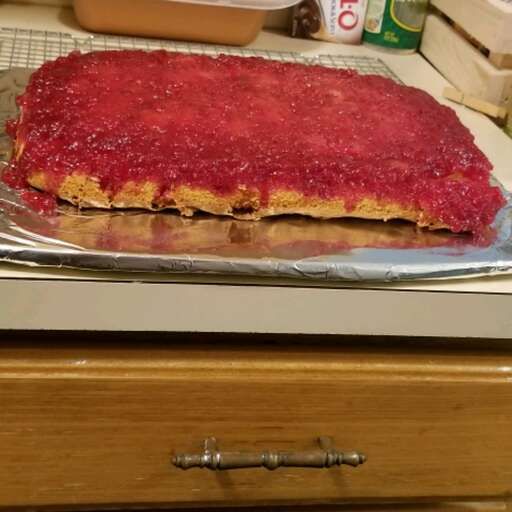 An enticing photograph of Fresh Strawberry Upside Down Cake