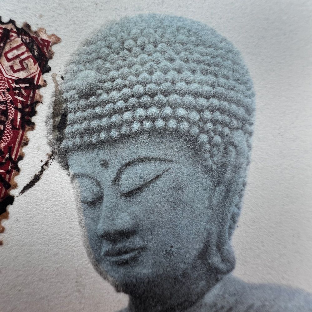 Image shows detail of the collotype print, including the application of hand coloring.