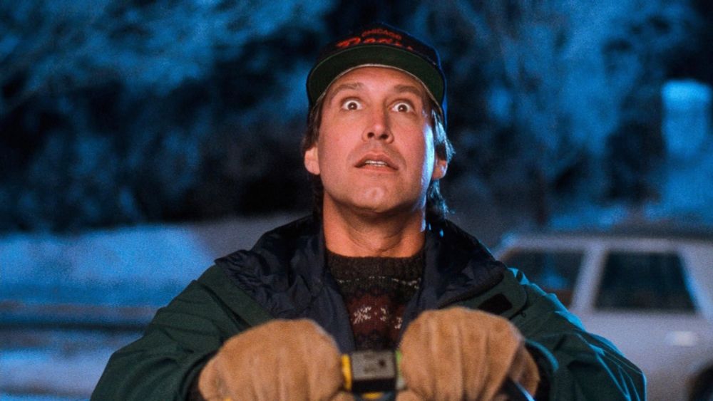 Scene from "National Lampoon's Christmas Vacation" (1989), in which Clark Griswald (Chevy Chase) lights up his home.