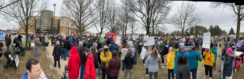 Large crowd of peaceful protesters