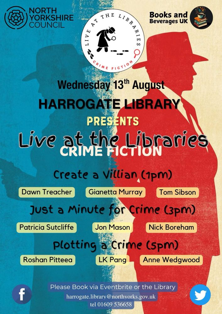 Poster for Live at the Libraries crime fiction events.