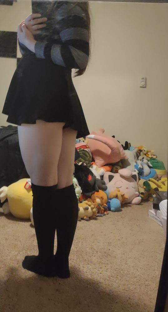 Basic black shirt and grey and black striped long sleeve shirt 