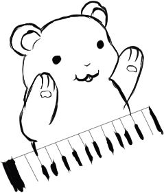 A hamster going ham on a silly little piano, Bongo Cat-style. It is not sleeping on there, but they're having fun and is that not what really matters?