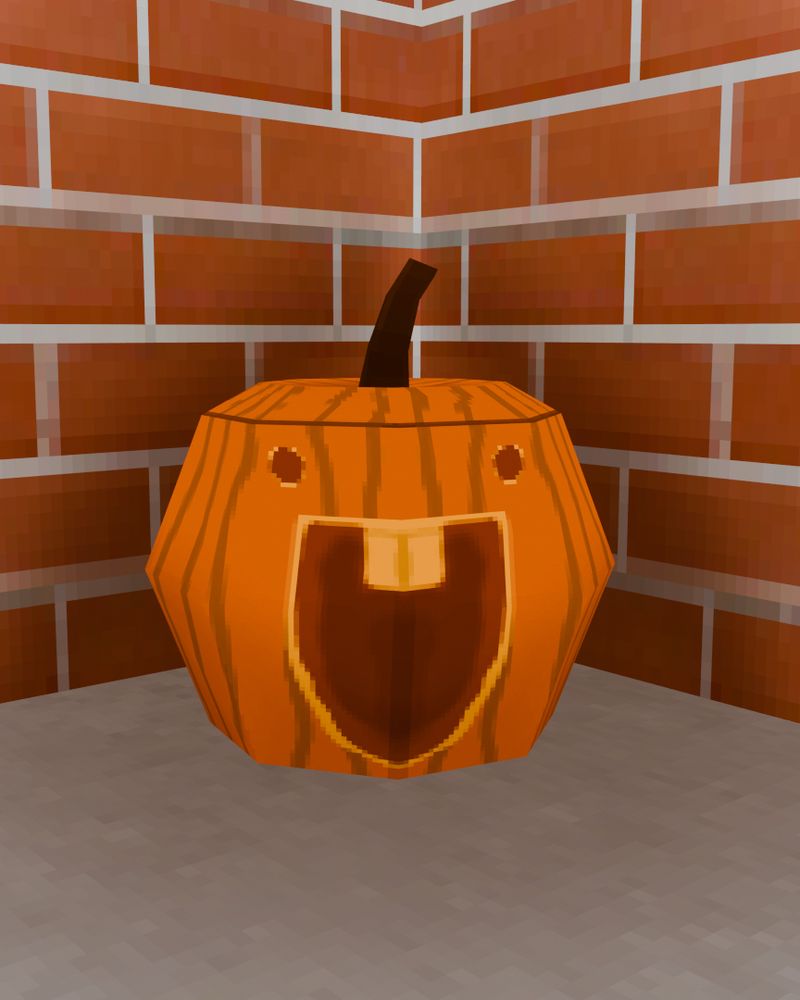 A low-poly pumpkin with an idiotic face
