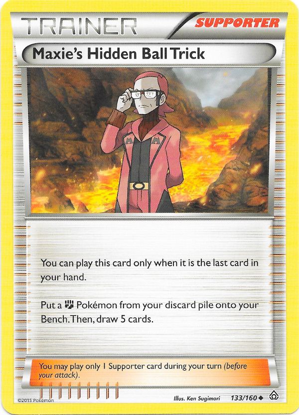A Pokémon card named "Maxie's Hidden Ball Trick"
