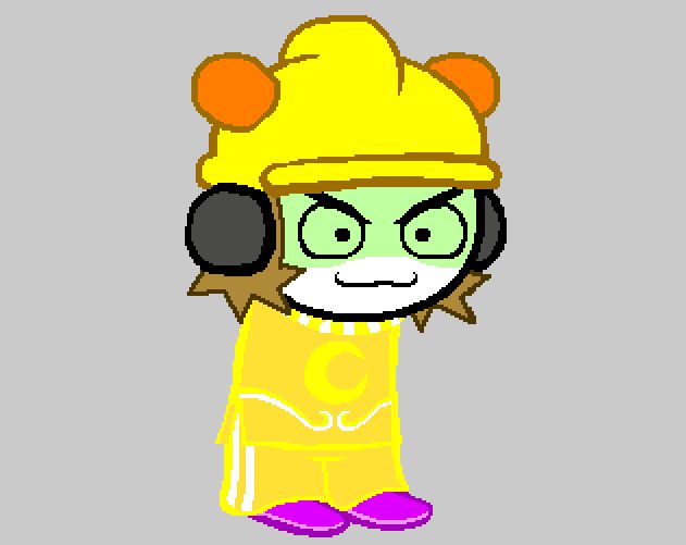 9-Volt from WarioWare wearing gold Prospit pajamas from Homestuck