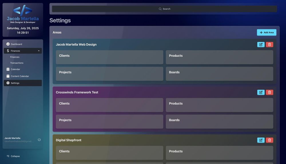 screenshot of the settings page for an app